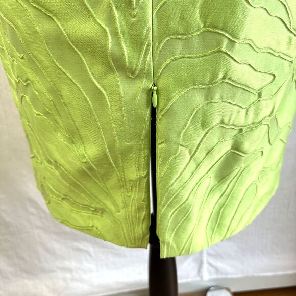 Per Se Lime Green Silk Cotton Textured Sleeveless Bodycon Knee-Length Dress Sz 4 - Picture 9 of 16
